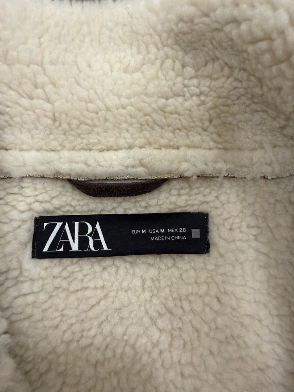Zara Fleeced Brown Suede Jacket - Picture 2 of 7